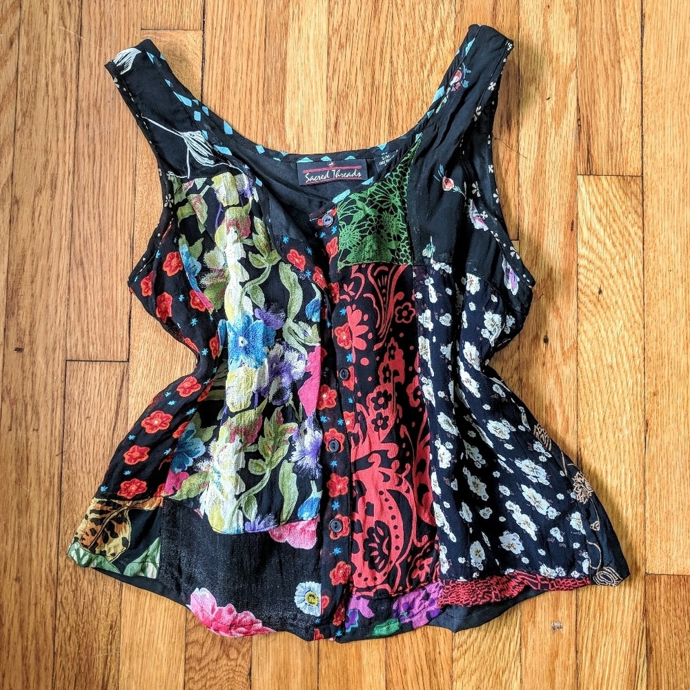 Boho Hippie Floral Festival Tank Top S/M